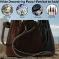 thumbnail image 2 of Leather Drawstring Pouch, Coin Bag, Medicine Tobacco Pouch Medieval Reenactment Made in U.S.A. by Nabob Leather (Brown, Wide), 2 of 10