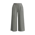 thumbnail image 5 of QIYAGBSA Women's Wide Leg Capri Pants Button Front Elastic Back Waist Side Pockets Summer Casual Wear (Gray, S), 5 of 7