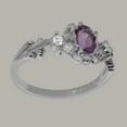 thumbnail image 4 of LBG British Made 14k White Gold Natural Amethyst & Diamond Womens Anniversary Ring - 33 size options - Size 9, 4 of 8