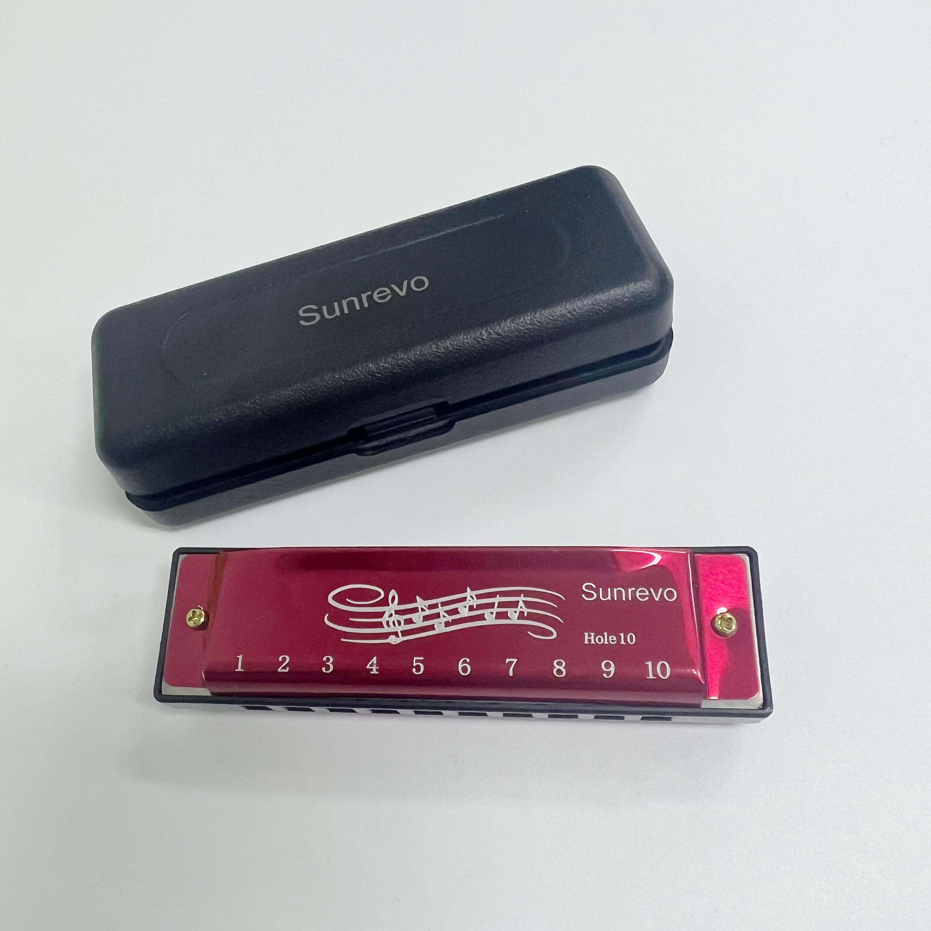 Sunrevo Diatonic Harmonica Bb, 10 Holes 20 Tones Blues Harp Mouth Organ Harmonica-Red