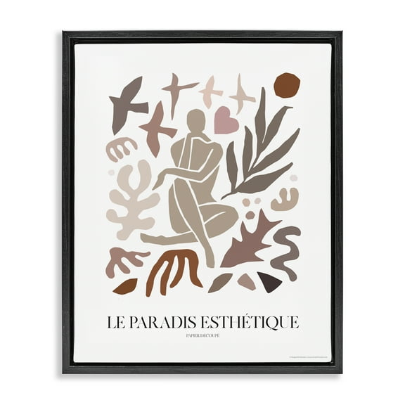 Stupell Industries Figure with Abstract Shapes Abstract Painting Black Floater Framed Canvas Art Print Wall Art, 17 x 21