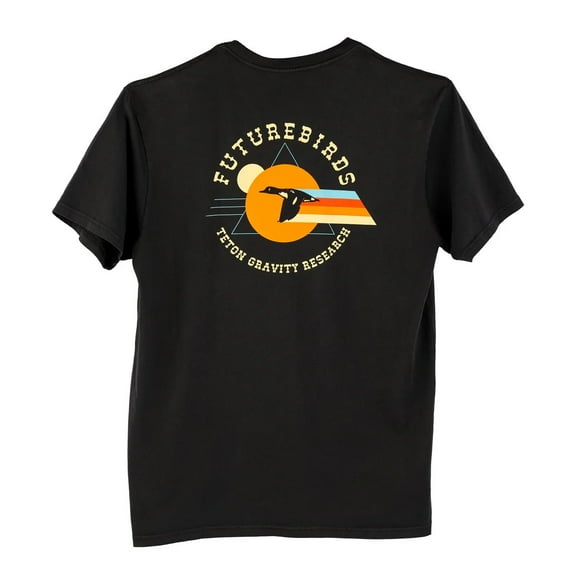 Teton Gravity Research Men's T-Shirt X Futurebirds Migration Short Sleeve Tee (Small, Black Fade Wash)