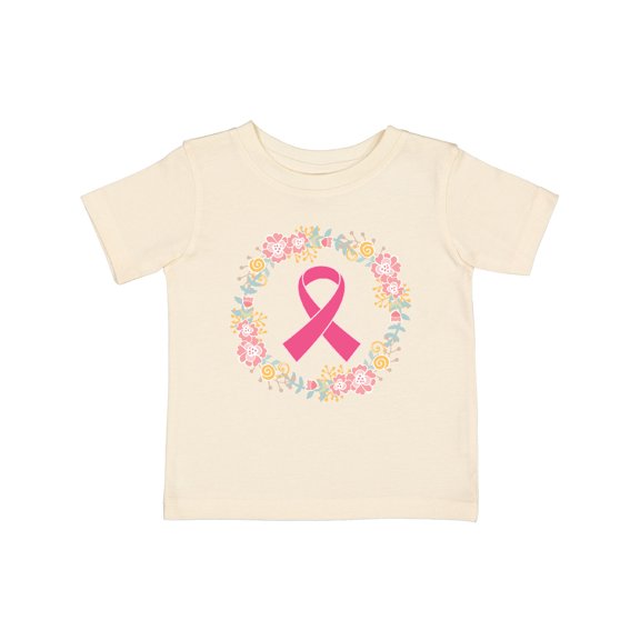 Inktastic Breast Cancer Pink Ribbon Awareness Wreath Girls Baby T-Shirt