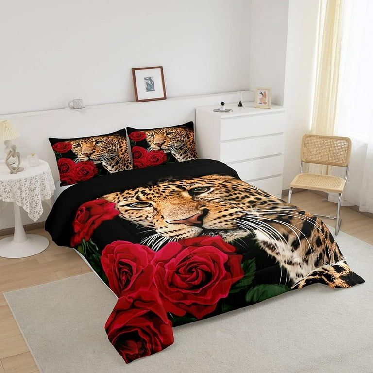 Red Rose Cheetah Bedding Set Cat