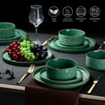 thumbnail image 3 of Vesteel Dinnerware Sets, 12-Piece Stoneware Plates and Bowls Set, Dishes Set for 4, Elegant Ceramic Dinnerware for Home Restaurant - Jade Green, 3 of 10
