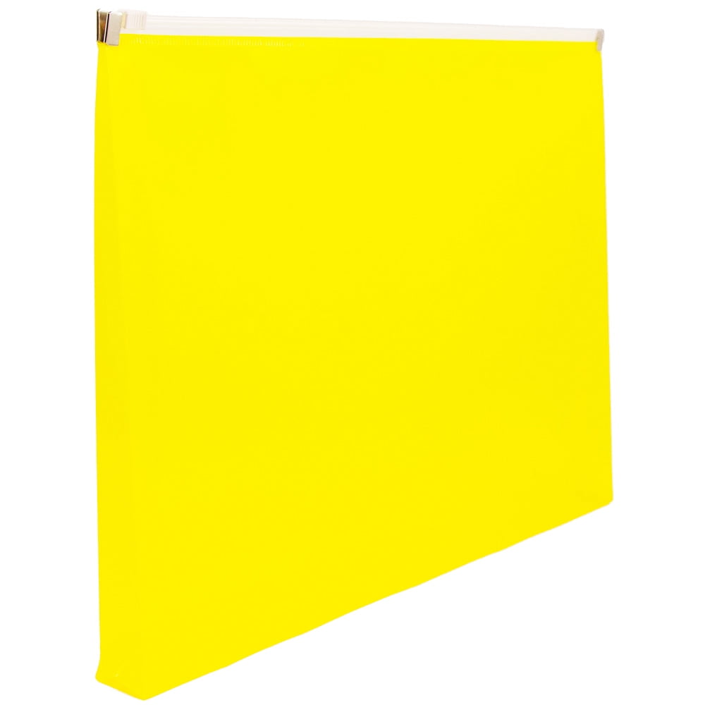 JAM Plastic Zip Envelopes, 9.75 x 13, Yellow, 12/Pack