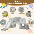 thumbnail image 5 of Shengchao Trade 12 in 1 Toddler Slide , Astronaut Themed  for Baby Slide Toddlers Aged 1-3, with Astronaut,Telescope, Basketball Hoop and Ring Toss, Toddler Playset Gray Combo, 5 of 15