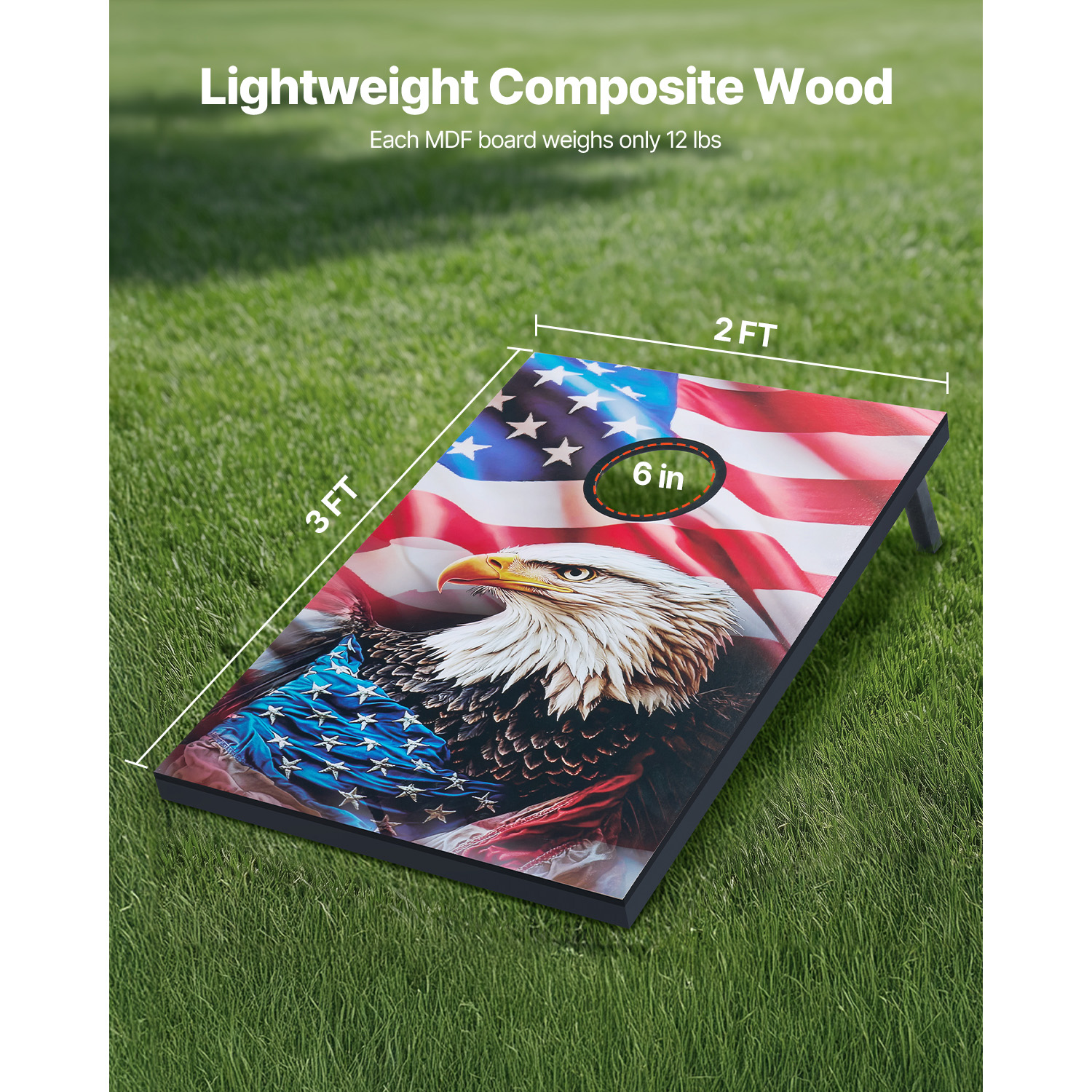 KFFKFF Portable Cornhole Set, 3x2 ft Toss Game Boards, MDF Wood Design for Indoor and Outdoor Use, Includes 8 Bean Bags and Carrying Case, Ideal for Yard, Beach, Backyard, and Camping Activities