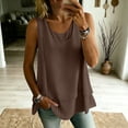 thumbnail image 2 of TGSLY Women's Crew Neck Double Layer Chiffon Tank Tops Flare Hem Swing Sleeveless Tunic Shirt Loose Flowy A-Line Fit Solid Color Blouse L, 2 of 9