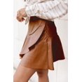 thumbnail image 4 of Wenseny Ruffled A-Line Leather Skirt Elegant Pleated Skirt for Women Youth Teenagers Kaki XL, 4 of 8