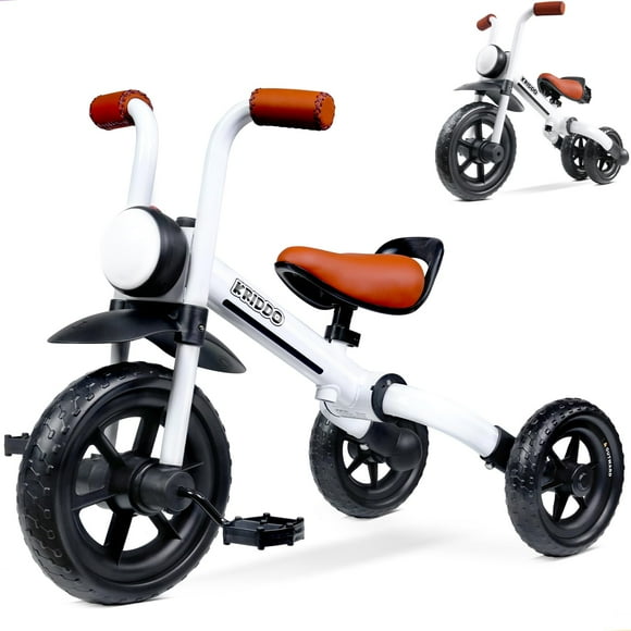 Bicicleta y triciclo de equilibrio KRIDDO 2 en 1 para 2 a 5 años, color blanco