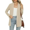 thumbnail image 2 of UVEASISHA Womens Lightweight Cardigans Open Front Long Sleeve Shrugs Solid Casual Duster Jacket with Pockets Beige S, 2 of 9