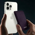 thumbnail image 2 of Cartera Wallet Alcantara Gamuza Suave Para Iphone Magsafe Gris Purpura., 2 of 3