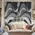 thumbnail image 2 of Black Gray Swag Curtain Valance for Windows, Gradient Ocean Wave Modern Abstract Geometric Window Treatments Short Swag Topper for Kitchen Windows Bathroom Bedroom, 28"x36", 2 of 8