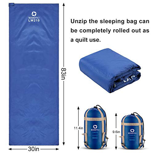ECOOPRO Warm Weather Sleeping Bag - Portable, Waterproof, Compact  Lightweight, Comfort with Compression Sack - Great for Outdoor Camping,  Backpacking 