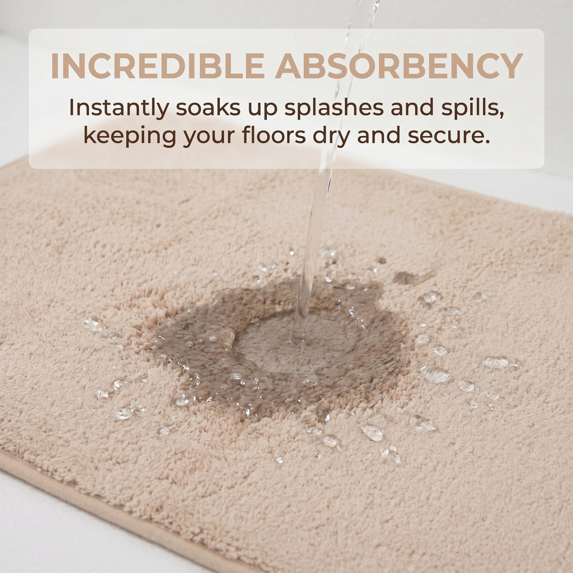 Unique Bargains Non Slip Absorbent Solid Color Polyester Runner Mat Beige 24" x 16"