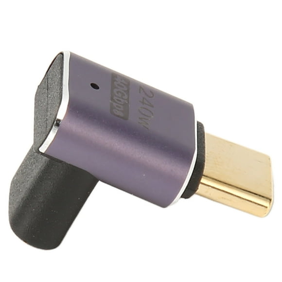USB C To USB C Adapter, 40Gbps USB C Right Angle Adapter LED Indicator For Computer