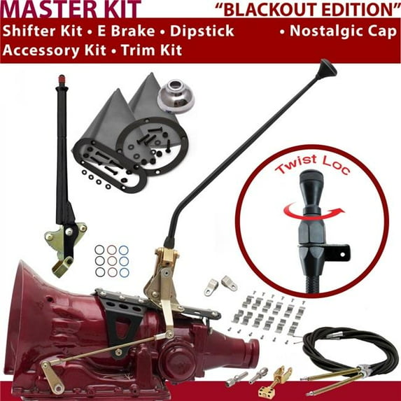 American Shifter TH350 Shifter Kit 16 in. E Brake Cable Clamp Clevis Trim Kit Dipstick for CFA70