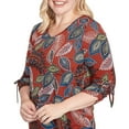 thumbnail image 4 of Alfred Dunner Womens Petite Batik Leaves Melange Asymmetrical Top, 4 of 4