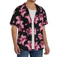 thumbnail image 2 of Yiaed Lilies Flowers Print Mens Casual Wrinkle Free Shirts Short Sleeve Button Down Summer Stretch Dress Shirt-XX-Large, 2 of 5