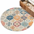 thumbnail image 2 of Large Round Rug 8Ft, Boho Morocco Non-Slip Washable Circle Rugs Carpet, Retro Farmhouse Ethnic Neutral Aesthetic Indoor Outdoor Rug Floor Mats Throw Runner for Bedroom Living Room Bathroom, 2 of 8