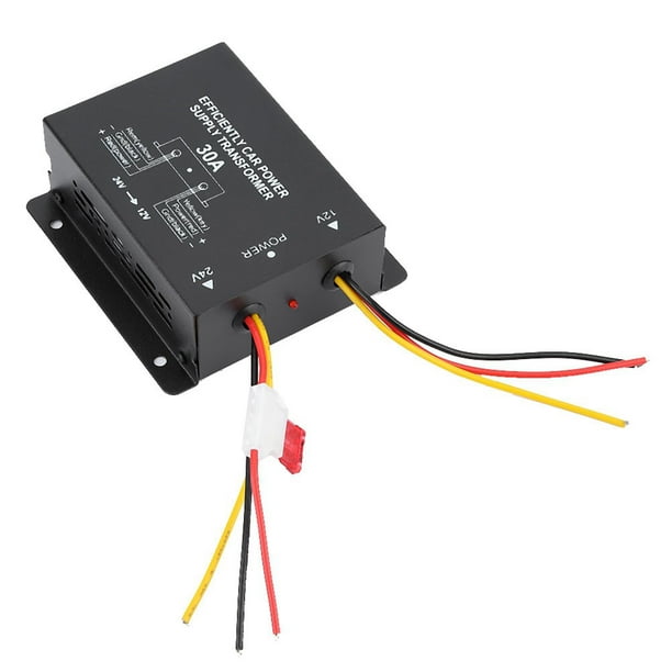 Convertidor inversor de transformador de potencia CC automático, reductor de voltaje de coche de 24V CC a 12V (30A)