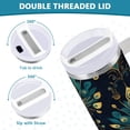 thumbnail image 3 of Yayeee 40oz Stainless Steel Tumbler with Straw and Handle Double-Wall Insulated Travel Water Bottle, Gold Peacock Pattern, 3 of 8