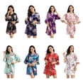 thumbnail image 5 of WBQ Women's Floral Short Satin Bridesmaid Robes Silky Bride Robes Getting Ready M-XXL Size, 5 of 6