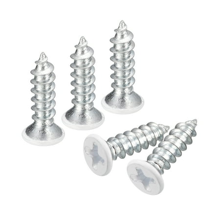 

ST4x15mm White Screws Self Tapping Screws 50 Pack Flat Head Phillips Wood Screws for Woodworking