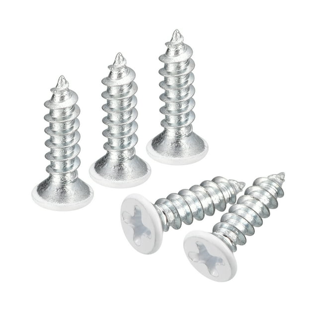 Unique Bargains Vis Blanches ST4x15mm à Taraudage Automatique, Lot de 50 Vis à Tête Plate à Vis Phillips pour le Travail du Bois
