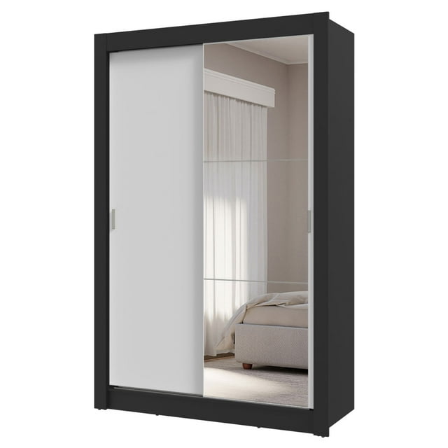 Ropero Clóset Madesa Vivare Plus 2 Puertas 1 Espejo Negro y Blanco
