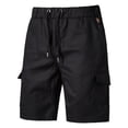 thumbnail image 1 of Pantalones cortos deportivos negros con cierre de cordón, ideales para uso diario, talla XL, pantalones cortos de verano con cintura elástica para hombre, 1 of 8