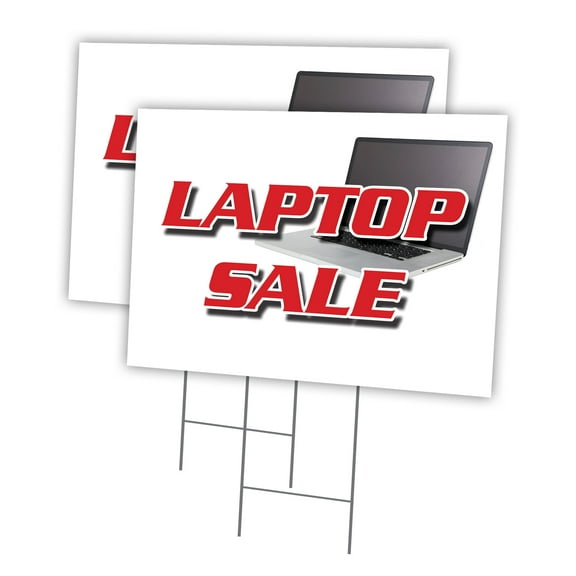 LAPTOP SALE 2 Pack Of 12" x 16" Yard Sign & Stake | Advertise Your Business | Stake Included Image On Front Only | Made in The USA