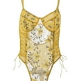 thumbnail image 5 of Lilgiuy Camisole Butterfly Floral Lace Embroidered Belt Lace Up Pajamas Bodysuit Yellow,6 2022 Fall Winter, 5 of 5