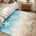 thumbnail image 5 of Marine Life Washable Area Rugs 3'x5', Starfish Shell Coral Gradient Green Brown Ocean Low Pile Throw Living Room Rug Non-Slip Sturdy Edge Binding Carpet for Indoor Entryway Bedside Kitchen, 5 of 9