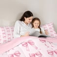 thumbnail image 4 of Manfei Kawaii Stars Bow Knot Twin Bedding Sets 7-Piece for Kids Teens,Girls Women Cute Ribbon Bow Tie Bedding Comforter Set,Pink Reversible,Ultra Soft Home Decor, 4 of 7