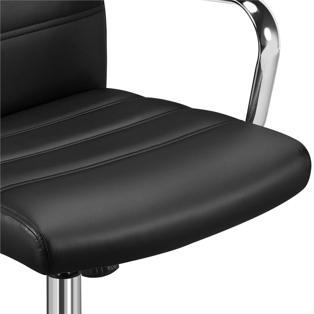 Yaheetech Mid-Back PU Leather Adjustable Office Chair with Arms, Black