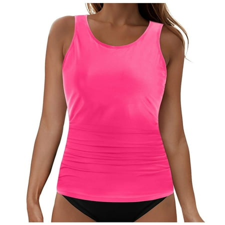 kamemir Bathing Suit Tops for Women Womens and Womens Plus Bandeau Bikini Top(Hot Pink XL)