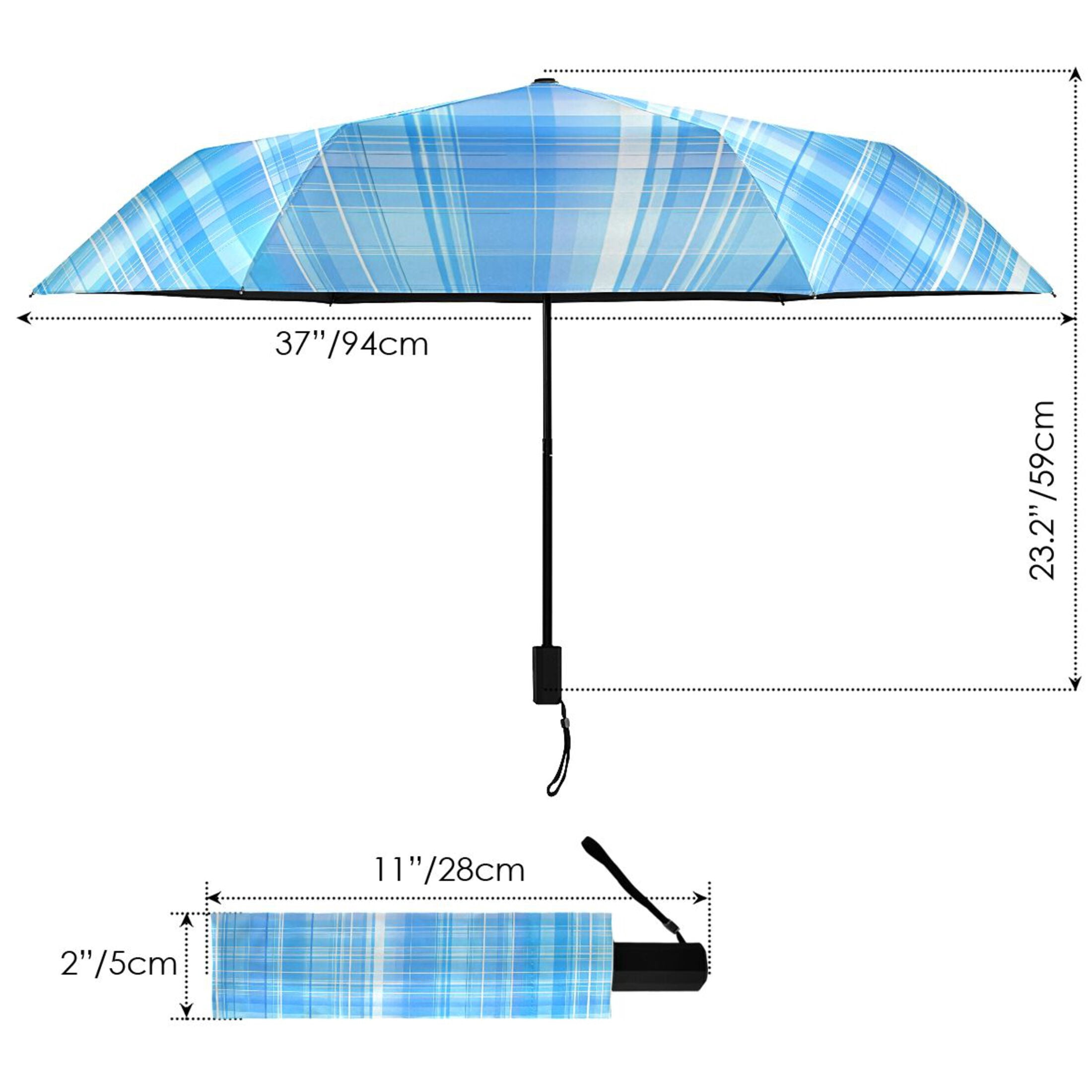 ALAZA Plaid Checkered Blue UPF 50+ Compact Folding Umbrella for Rain Travel Umbrella Packable