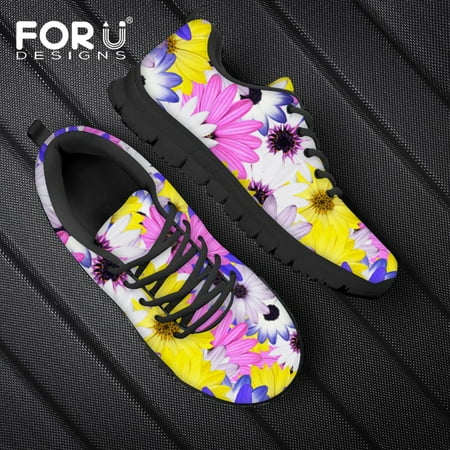 

Beauty Daisy White Floral Printing Women Flat Shoes Brand Design Female+Sneakers Casual Spring Mesh Ladies Footwear