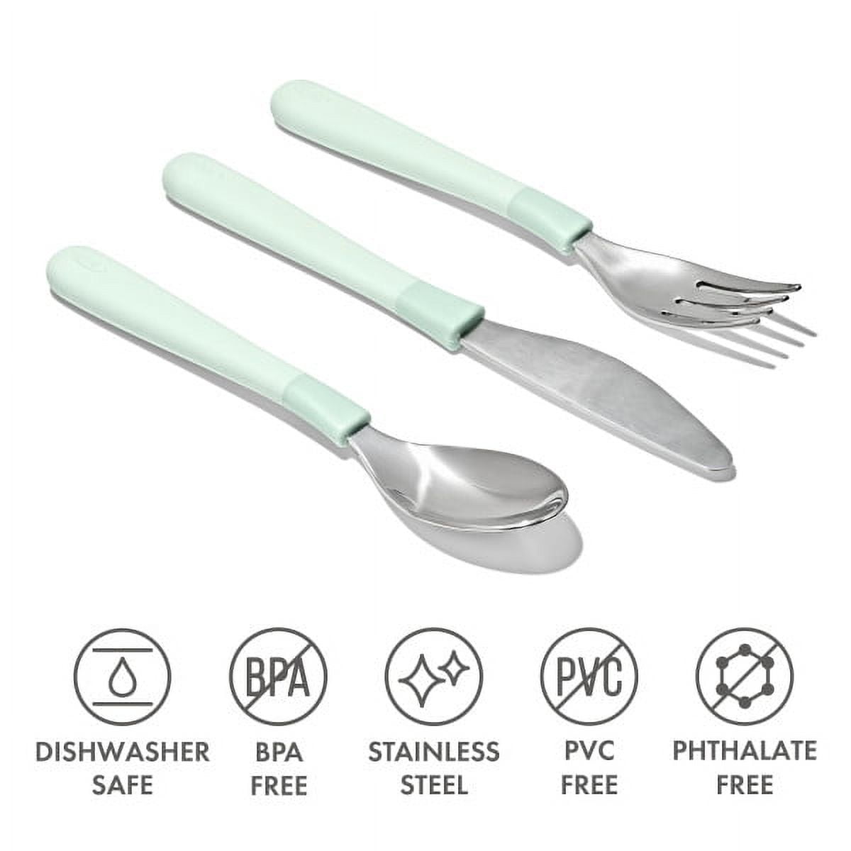 OXO Tot Toddler Stainless Steel 3 Piece Cutlery Set for Big Kids 12+ Months, Opal