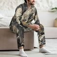 thumbnail image 7 of Susaid Graceful Snow Leopard Print Men's Long Sleeve Pajama Set, Two-Piece Button-Down Loungewear PJs Set, Comfortable Sleepwear for Relaxation-X-Large, 7 of 7