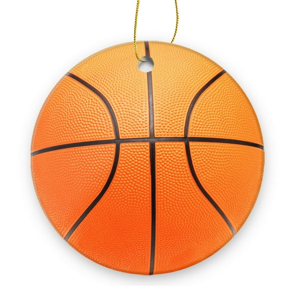 Basketball With Orange And Black Lines - Christmas Ornament Xmas Keepsake Ceramic Ornaments Holiday Decorations for Tree Christmas Gift Ideas 2.95in