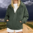 thumbnail image 2 of Wutalume Women's Fashionable Thickened Hooded Outdoor Hiking Jacket Solid-Colour Windbreaker Outerwear, Lightweight and Durable, Perfect for Adventure and Daily Use,Army Green L, 2 of 5