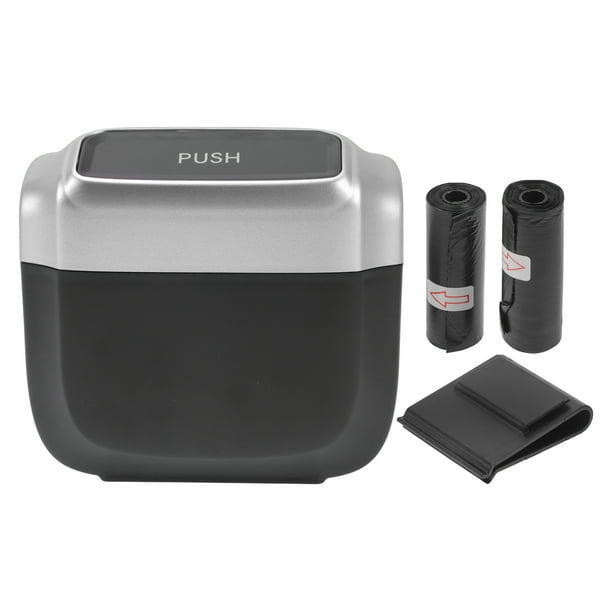 Bote de basura para automóvil Unique Bargains, bote de basura de plástico colgante para puerta de automóvil, 1 juego tono plateado