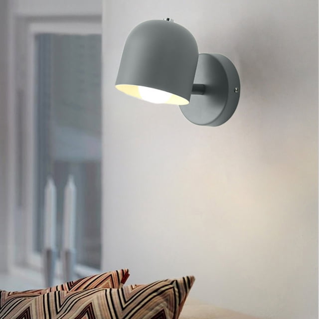 Birdeem Iron Wall Lamp Grey LED Warm Glow Bedroom Study 7.9x5.9x4.7 Inches
