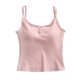 thumbnail image 2 of Pijama de manga corta para mujer, de verano, color liso, con tirantes y acolchado en el pecho, ropa interior sin mangas y pijama. Blusa de poliéster para mujer., 2 of 8