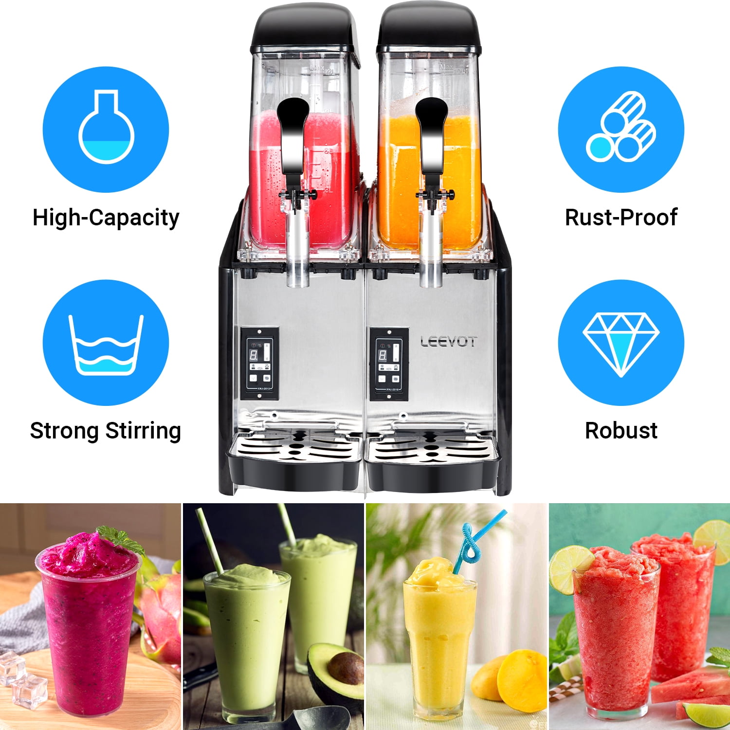 LEEVOT Commercial Slushy Machine 24L Slush Smoothies Maker slushy machine maker