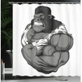 thumbnail image 4 of Ambesonne Cartoon Shower Curtain, Animal Athlete Gorilla, 69"Wx84"L, Black White Grey, 4 of 5