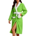 thumbnail image 2 of Ynynloco Robes for Women - Plush Fleece Kimono Bathrobe with Sash & Pockets, Full-Length Soft Warm Spa Robe College Dorm Gift, 2 of 7